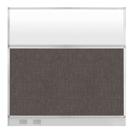 Versare Hush Panel Cubicle Partition 6' x 6' W/ Window Mocha Fabric Frosted Window W/ Cable Channel 1812571-3